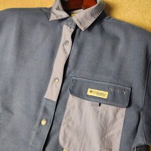 Columbia PFG Womens PFG Open Water Shirt Jacket Snap Frt Blue Long Sleeve NWT SM